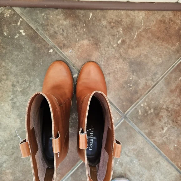 Cole Haan Kendal Short Boot Brown Leather Block Heel Pull On Comfort Bootie 8 - Picture 6 of 13